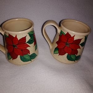 Poinsettia Coffee Tea Mugs Cups Set of 2 Papel Giftware